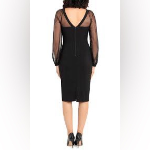 Maggy London Women’s NWT Carmindy Illusion Long Sleeve Midi Dress $158 - Picture 2 of 16